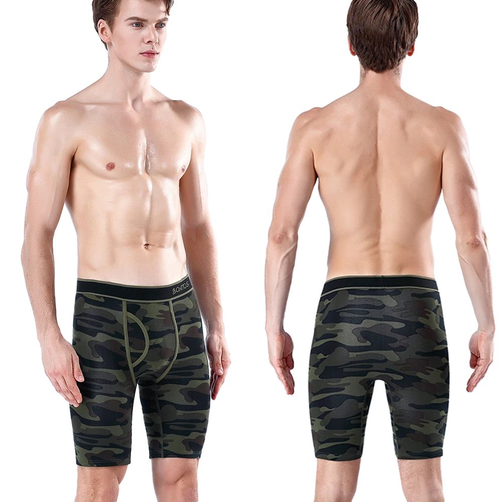 Camouflage Long Underwear Men W/ Fly Boxer Cotton Underpants Men's Panties Shorts Male Calvin Comfortable Brand 2020