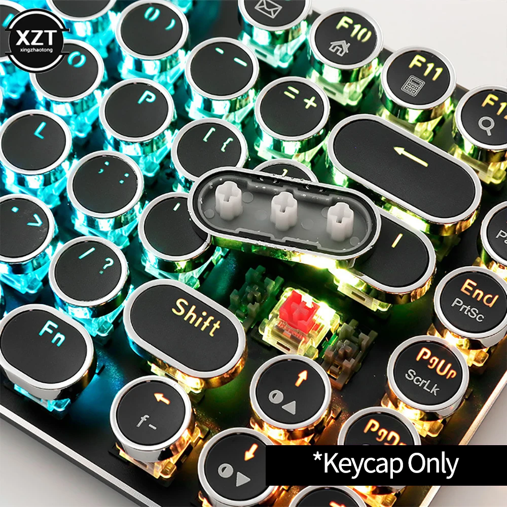 Round Mechanical Keycaps Replacement 104 Keys Ergonomic Retro Keyboard Caps for RGB Backlit Cherry MX Gaming Keypad