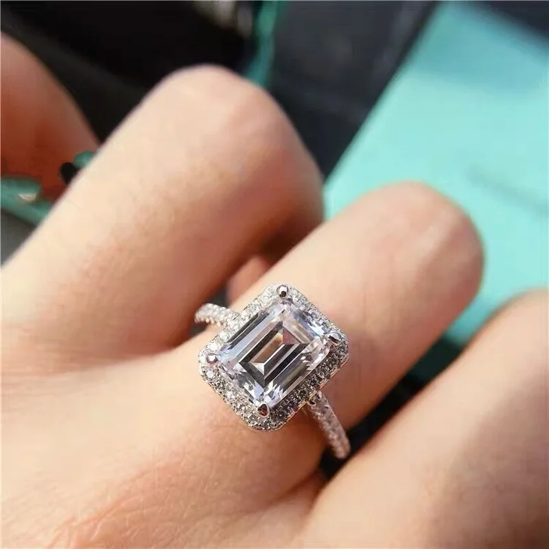 Handmade 100% 925 sterling Silver Engagement wedding Rings for Women ring set band finger promise Jewelry bridal personalized