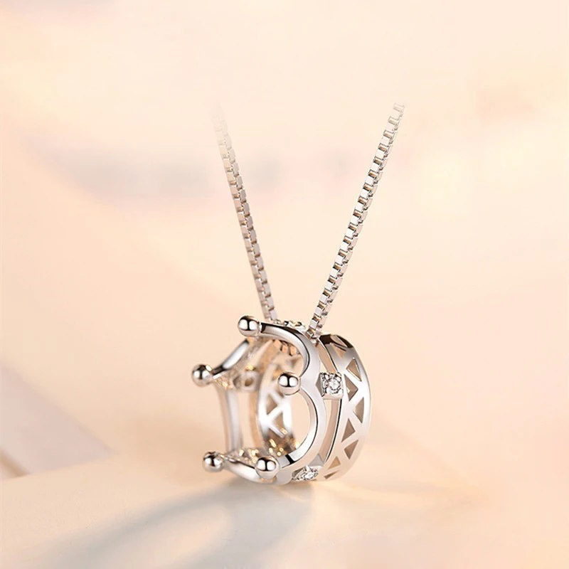 Nowy wykwintne korona wisiorek z cyrkonią naszyjnik 925 Sterling Silver moda Rhinestone Collarbone naszyjniki kobiety i dziewczyna biżuteria prezent — zdjęcie 6