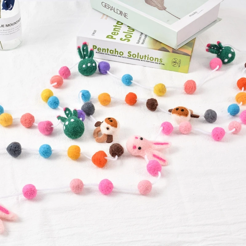 

Handmade Wool Felt Pom Pom Balls Beading String Hanging Garland Home Party Decoration Ornaments G99C