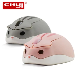 CHYI-ratón inalámbrico de dibujos animados para niños, Mouse óptico Usb para computadora portátil, Mini portátil, diseño de hámster rosa, Macbook