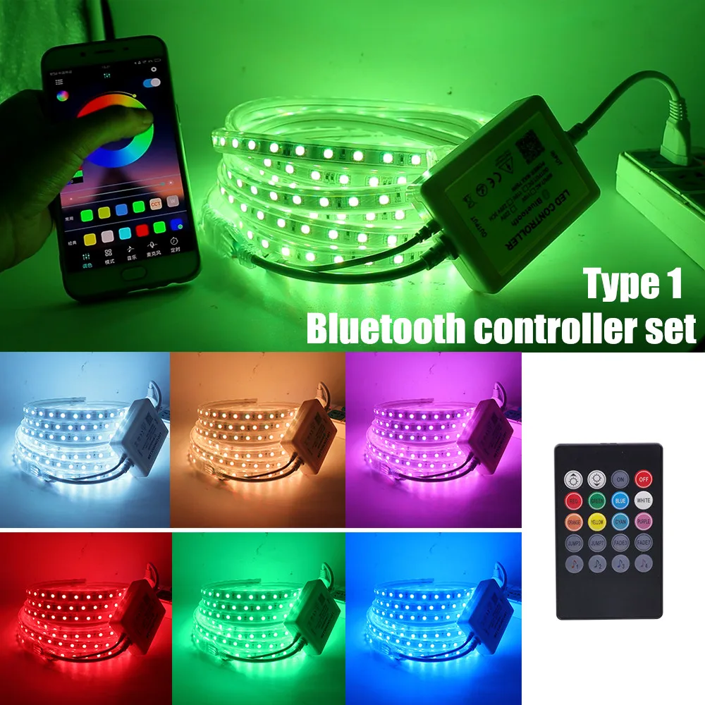 5050 RGB Led Strip Light EU 220V 240V Waterproof WIFI Bluetooth Control White/Warm White 60Leds/m Flexible LED Tape Lamp 1-20M