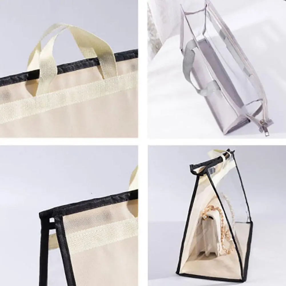 Portable Handbag Purse Storage Organizer Transparent Anti-dust Cover Bag with Handle Luxury Bags Protective Cover Supplies