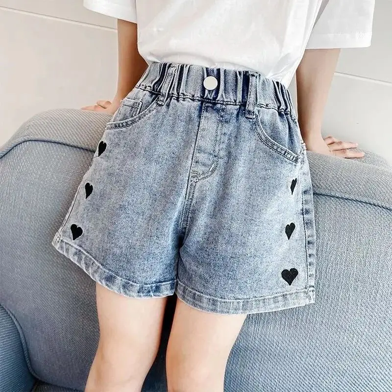 

Girl's Denim Shorts Children's Ripped Jeans 2021 Summer New Big Girls Multicolor Loose Pants Outer Wear