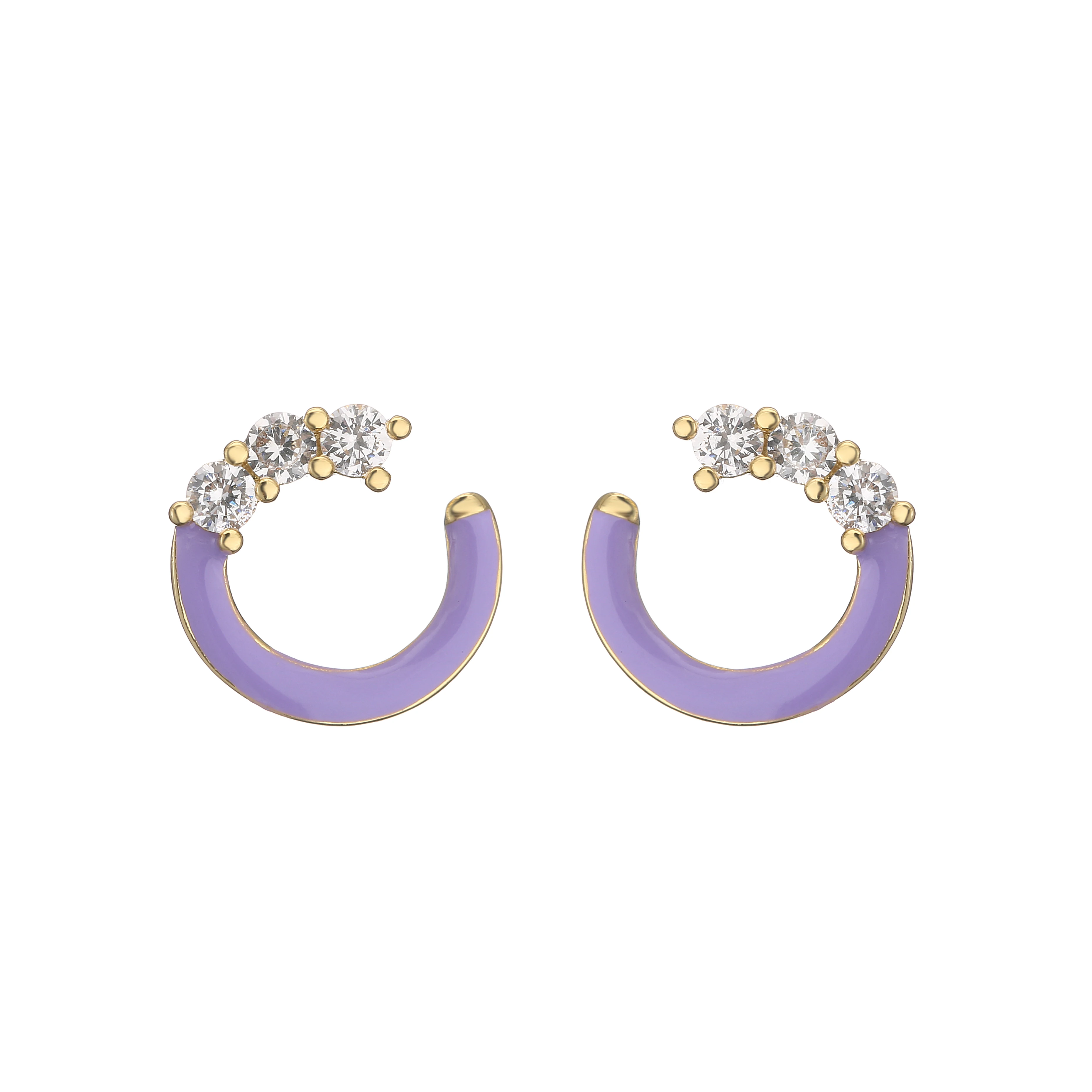 HECHENG,1 pair,Fashion Colorful Earrings,Cute C Shapr Enamel CZ Ear Stud,New Design Women Jewelry Wholesale