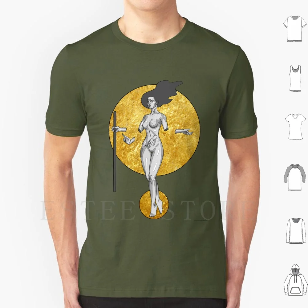 Spiritual In Grey And Gold T Shirt Men Cotton 6xl Spiritual Womens Abstract Surreal Gold Wiccan Third Eye Sexy Goddess Portrait