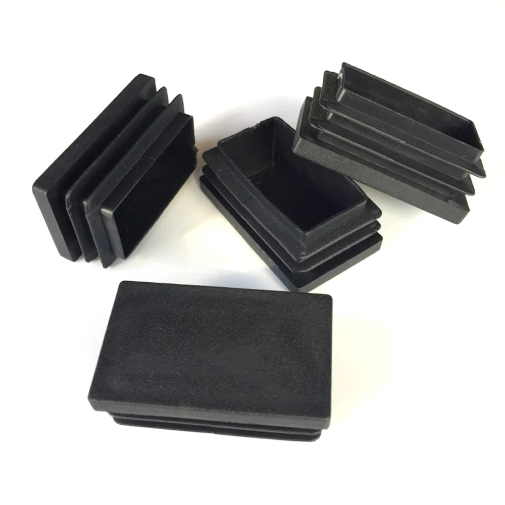 4pcs Black Rectangle Plastic Blanking End Caps Chair Feet Tube Pipe Inserts Plug Bung Box Section 10x20mm 10x30mm - 40x60mm