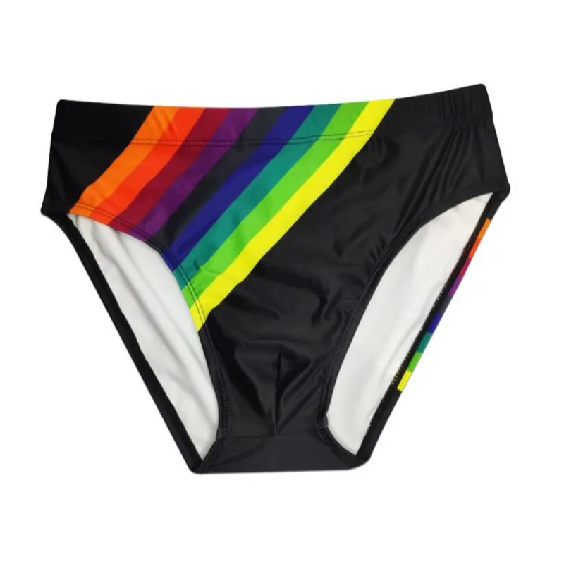 Mens Rainbow Sexy Swimwear Low Waist Swimming Trunks Men New Briefs Beach Shorts Surf Board Quick Dry Bikini Fashion Swimsuit