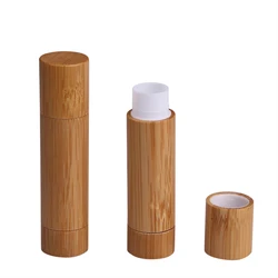 Bamboo Lip Balm Tube Containers Packaging Empty Wooden Lip Stick Tubes Wood Lipstick Container for Cosmetics Beauty Skincare