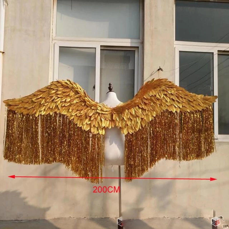 Big size Beautiful silver Angel feather wings Fashion show photo shooting props gold wings Model catwalk stage show costume