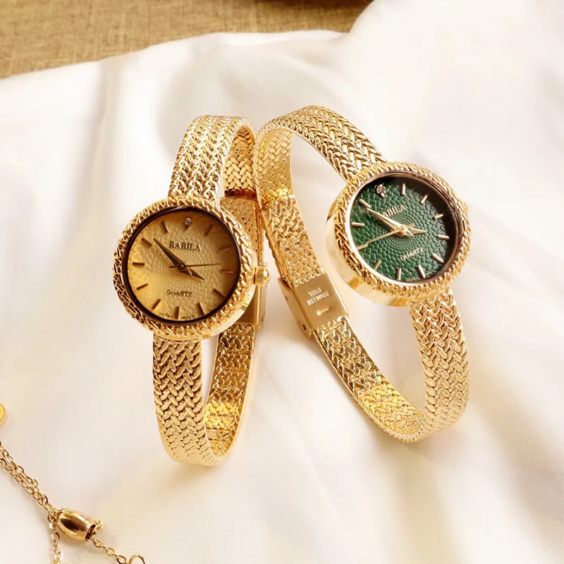 INS Retro Women Quartz Watch with Niche Fashion and Leisure Chic Emerald Watch for Women Luxury