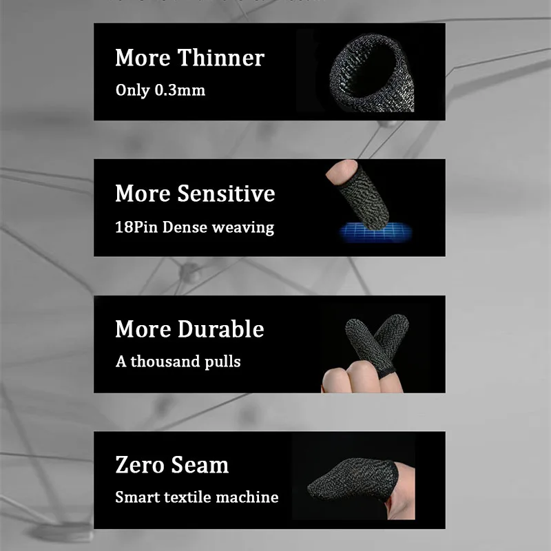 게임용 손가락 장갑 18 핀/24 핀 PUBG 모바일 게임 터치 스크린 땀 방지 엄지 손가락 커버 슬리브 게임용, 4 개