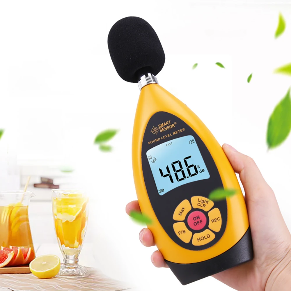 SMART SENSOR Digital Decibel Meter logger Noise Audio detector LCD Color Screen Handheld Noise Sound Level Meter