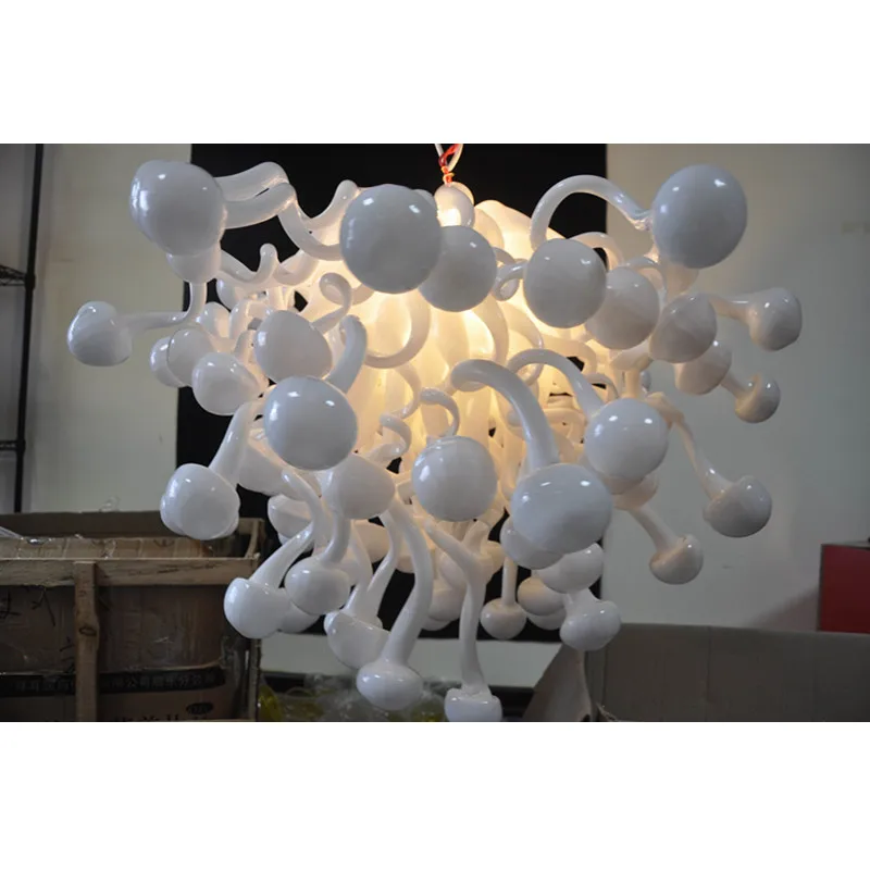 

Cute Mushroom Light White Murano Glass Chandeliers Home Decor Bedroom Light Fixtures Handmade Chandeliers