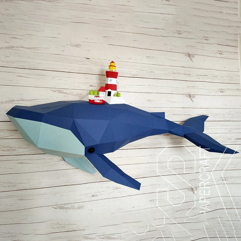 3D Papercraft Paper Blue Whale Halloween Boy\'s Bedroom Wall Decor Art Decorations Home Hallway Party Decorations Diy Toys