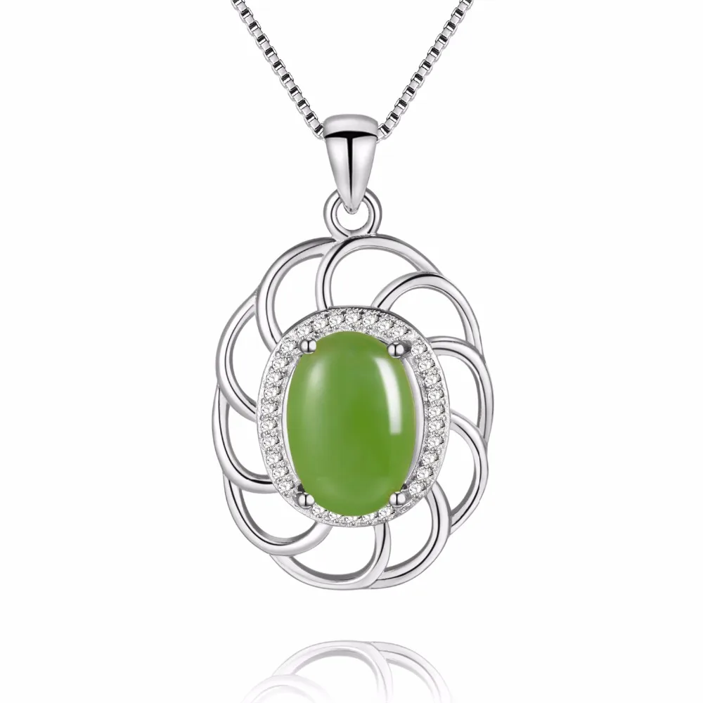 

5ct Jasper Gemstone Pendant Necklace Silver 925 Sterling Light Green Zircon Costume Jewelry for Women Jewelry Good Gift