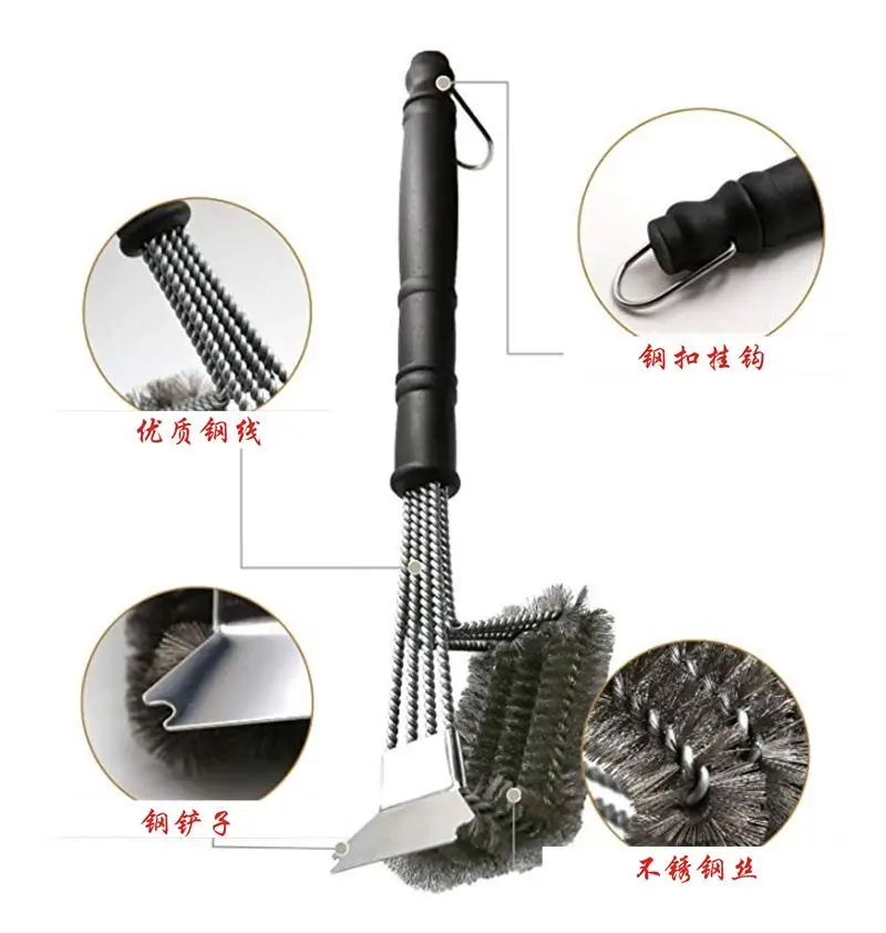 18 inch large BBQ barbecue cleaning brush wire brush barbecue net brush oven brush barbecue cleaning brush tool