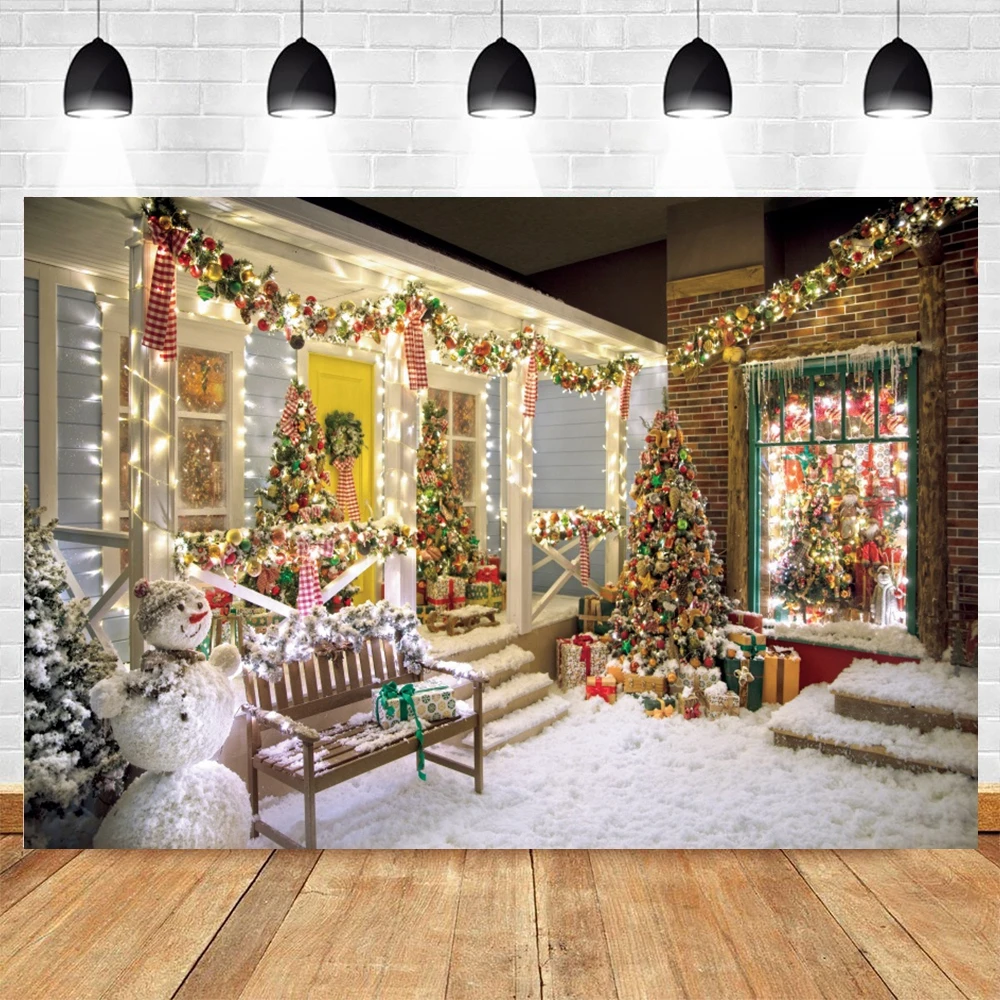 Yeele Christmas Backdrop Winter Windows Snowman Brick Wall Background Baby Photographic Photography Photo Studio Photophone