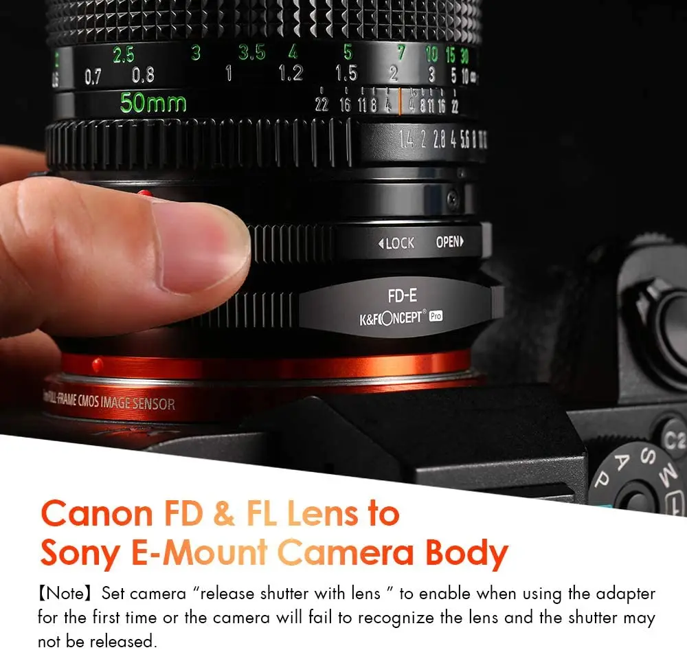 K&F Concept FD Lens to Nex Pro E Mount Adapter for Canon FD Lens to for Sony E NEX Pro Mount Camera Adapter with Matting Varnish