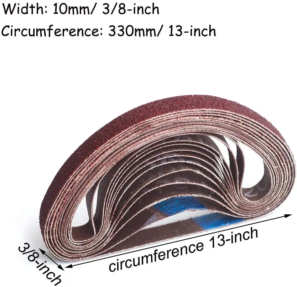 5/10/20Pcs Brown 10x330mm Alumina Sanding Belts For 1cm Belt Sander Accessories Furniture Wood Metal Grinding Polishing Tool