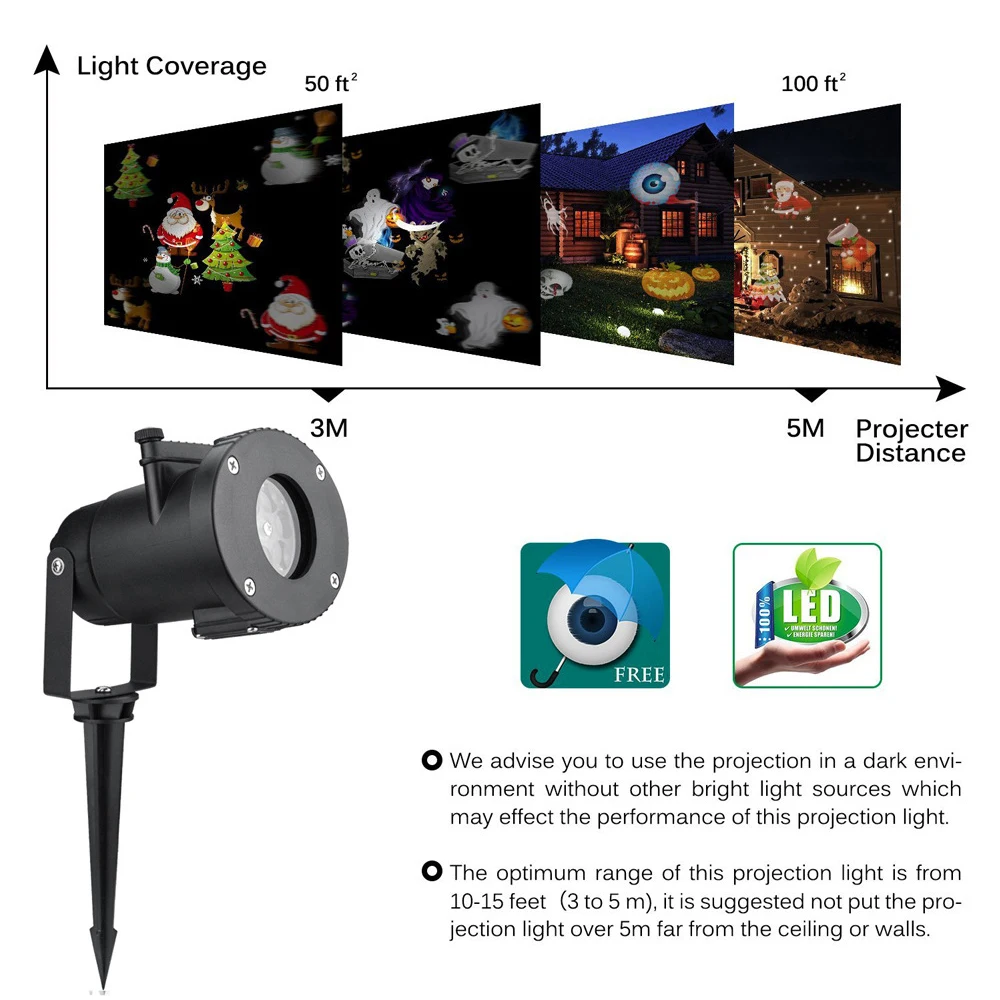 12 Patterns Christmas Snowflake Laser Light Snowfall Projector Outdoor Indoor Garden Laser Projection Light New Year Party Decor