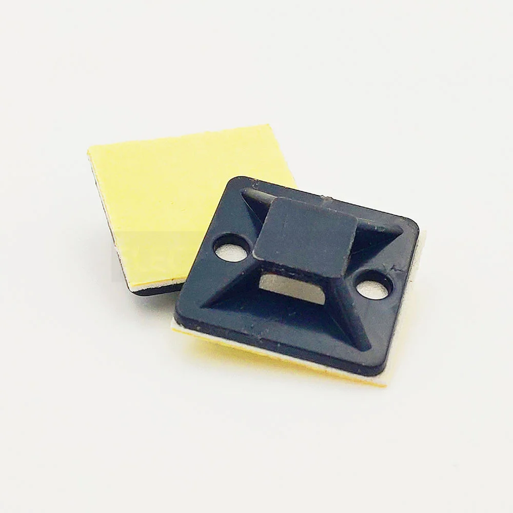 black Tie Mount Plastic Self Adhesive Cable Mounter Base Holder White glue cable positioning fixed seat 20mm*20mm 50-100pcs