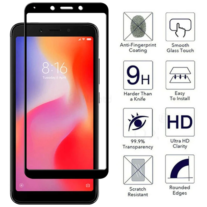 Película de vidro temperado 9h para xiaomi redmi 6 6a 5 plus 5 5a s2 4a 4x note 4 4x5 5a 6 pro