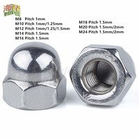 1-2pcs  M8 M10 M12 M14 M16 M18 M20 M24 （pitch=1/1.25/1.5/2mm）304 Stainless Steel Fine thread Nuts/Cap Nuts
