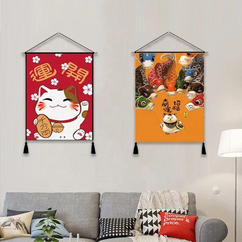 style and wind hanging cloth decorative painting tatami tapestry sushi restaurant hall porch hanging flag spot