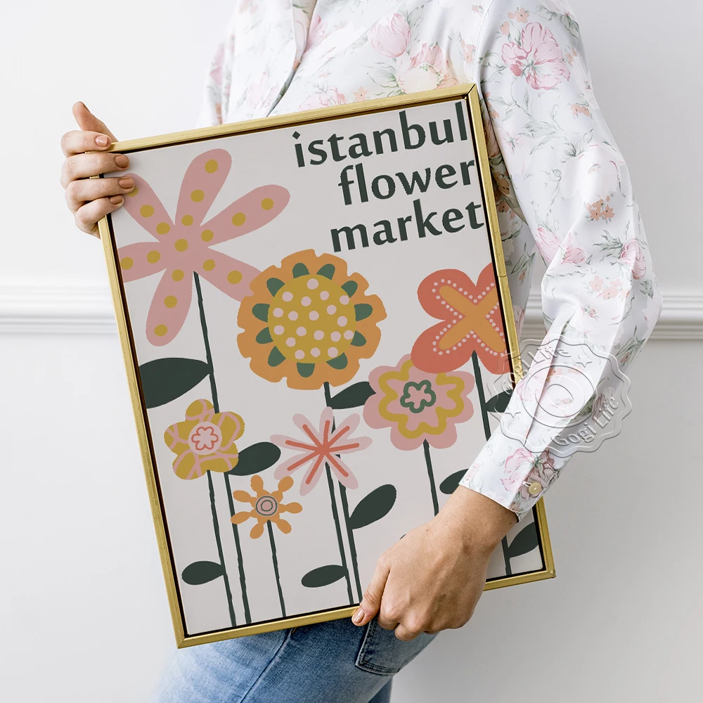 Astrid Wilson Vintage Exhibition Poster, Istanbul Modern Flower Art Illustration Wall Picture, Kindergarten Decorative Painting