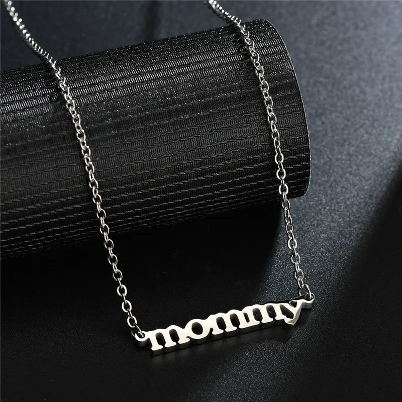 Hot Sale Mom Jewelry Mommy Letter Pendant Necklace Stainless Steel Simple Choker For the Mothers' Day Gift