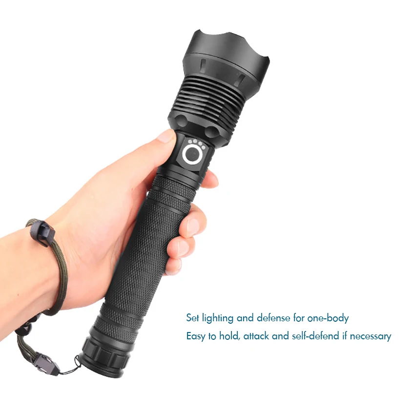 Linterna LED recargable por USB, linterna de luz táctica ultrabrillante, resistente al agua, con 3 modos de zoom, para acampar al aire libre y senderismo
