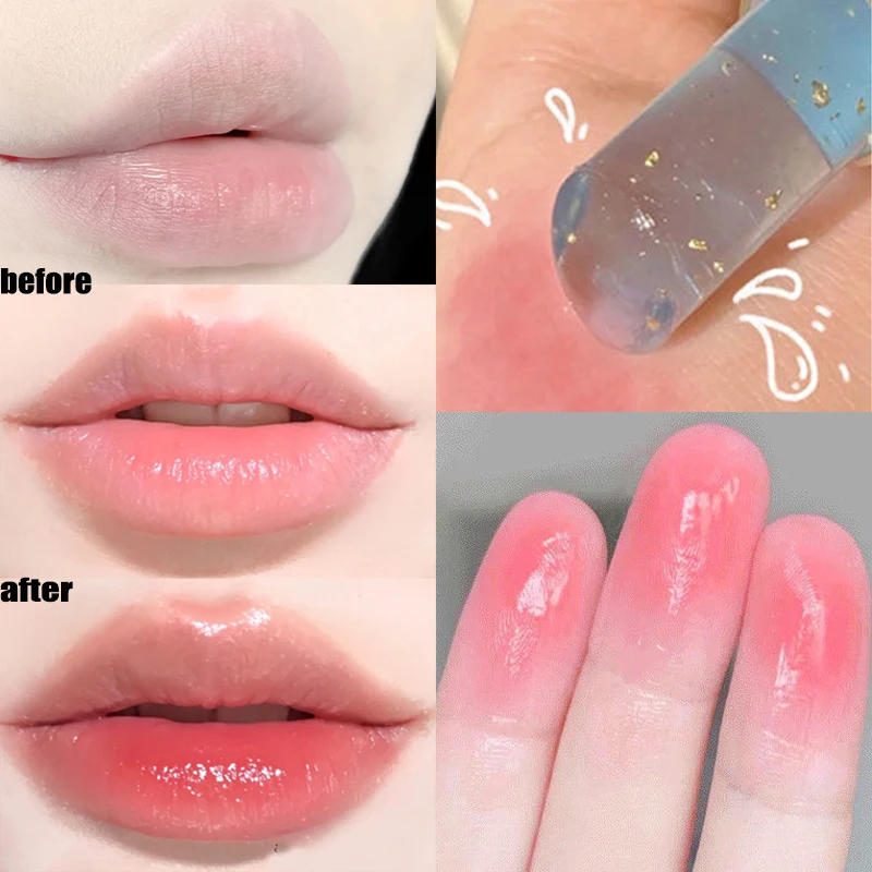 Change Lipstick Gold Foil Shinny Lip Balm Long Lasting Moisturizing Temperature Change Lipstick Base Cream Lipstick Lip Make Up