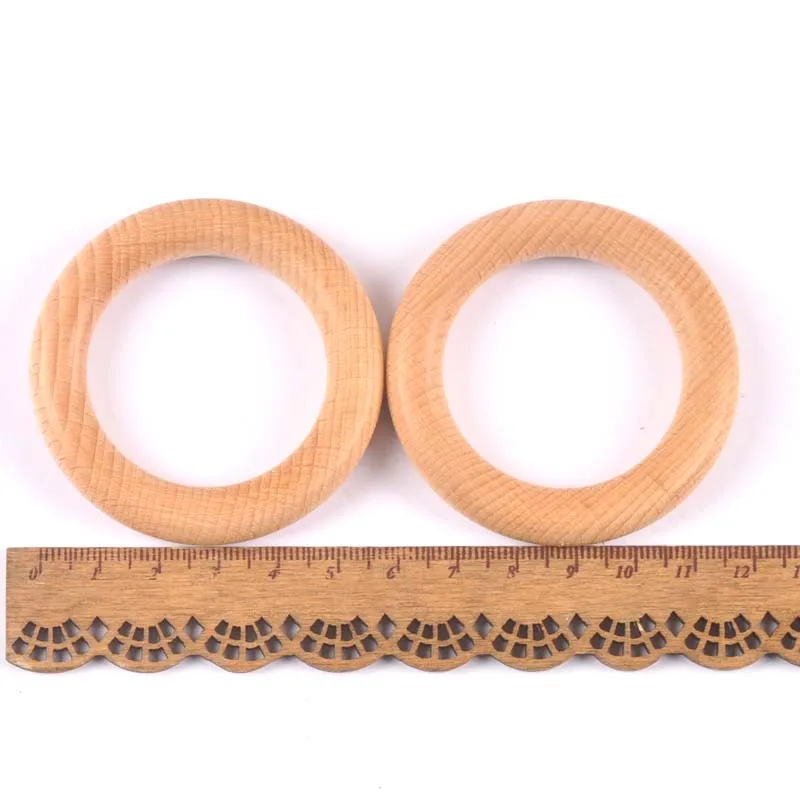 2pcs Natural beech Wood Circle DIY Crafts Embellishment For Wooden Ring Children Kids Teething Ornaments 40/50/55/60/65/70mm