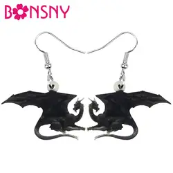 Bonsny Acrylic Black Dinosaur Dragon Earrings Animal Drop Dangle  Jewelry For Women Girls Teens Kids Charm Decorations Gift Bulk