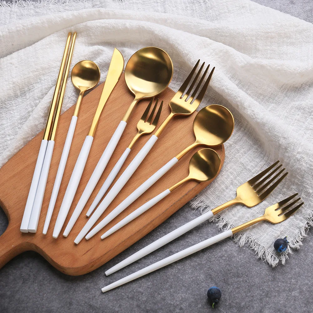 

Dinnerware Set 304 Stainless Steel Cutlery Set Steak Knife Fork Set Coffee Spoon Teaspoon Flatware Tableware Kitchen Silverware