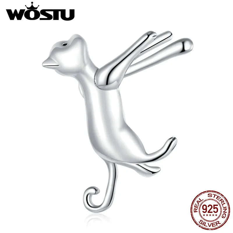 

Женские серьги-гвоздики WOSTU, серьги из стерлингового серебра 925 пробы с милым котом, серьги с фианитами, 2019