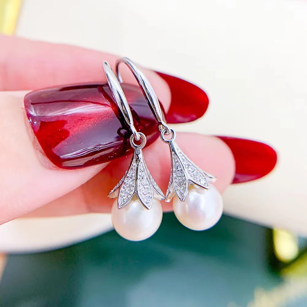 

New Arrival 925 Sterling Silver Earrings Findings Mountings Settings Jewelry Parts Fittings for Agate Beads Crystal 3 pairs/lot