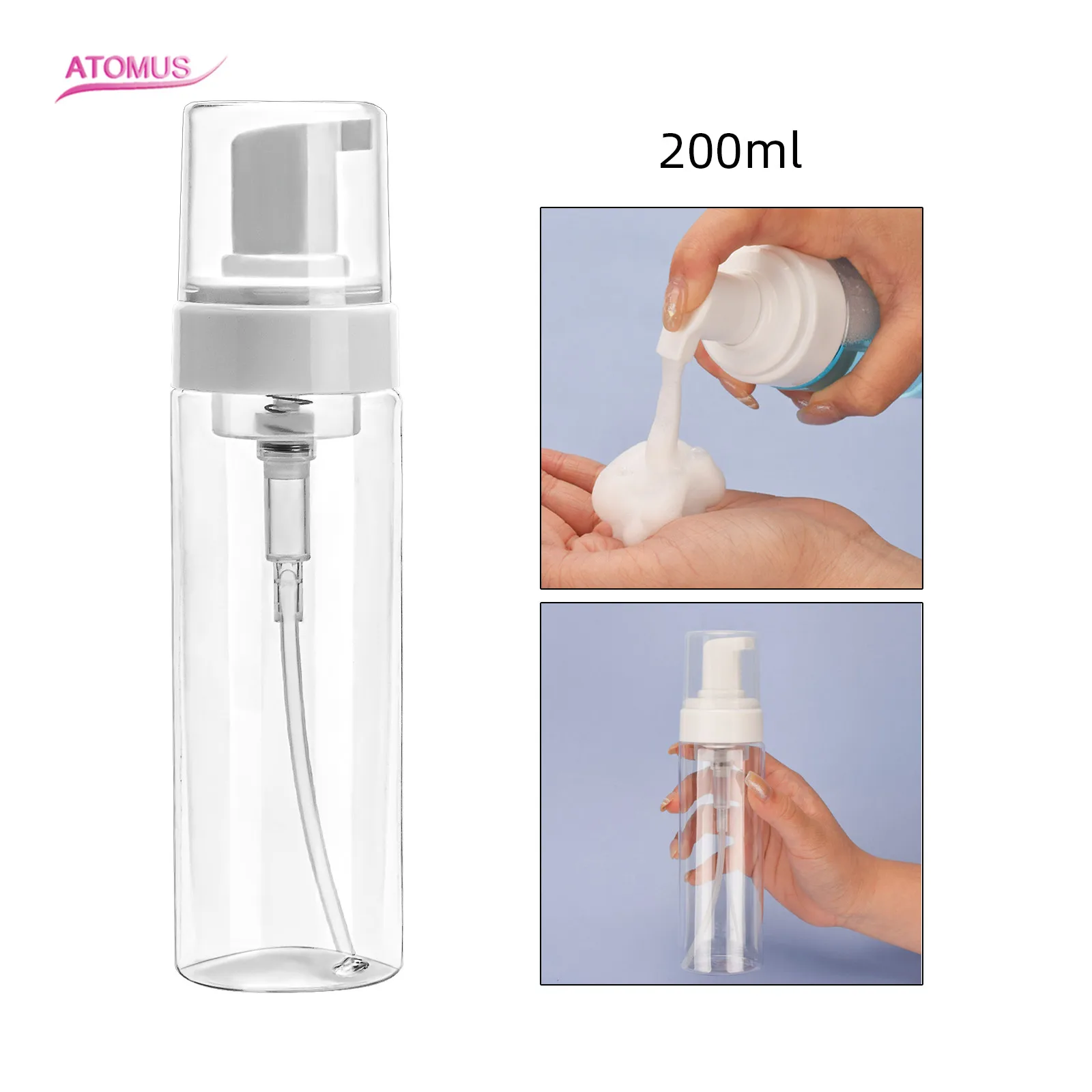 Atomus 1pc 2pcs 200ml dispensador de espuma plástica recarregável reutilizável portátil para viagem recipiente líquido spray garrafa fazer ferramenta