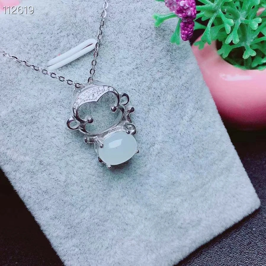 KJJEAXCMY fine jewelry natural white jade 925 sterling silver new women pendant necklace support test luxury fashion