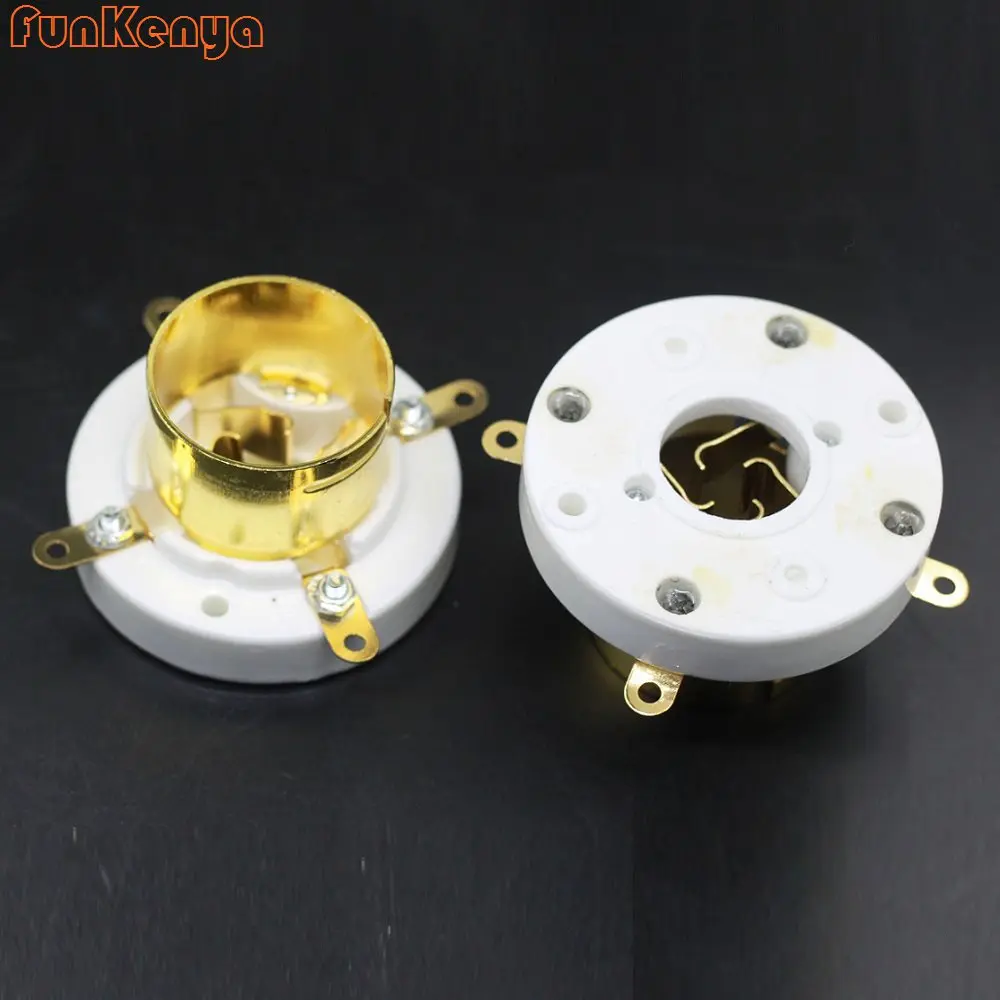 1 Piece GZC4-3B-G Large 4 Pins Tube Socket Silver Gold Plated Amplifier Kits For 805 845 211 FU-5 Ceramic Base