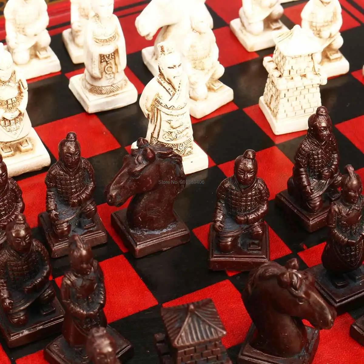 Classic Chinese Terracotta Warrior Wooden Chessboard Cartoon Characters Art Chess Board Game Teenager Adult Birthday Gift view 5