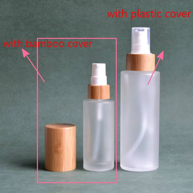 

240pcs 1 oz Frosted Clear Pumps Tops Bamboo Lotion Glass Dropper Bottle 30Ml 50Ml 100Ml 120Ml Frost Glass Mist Spray Bottle