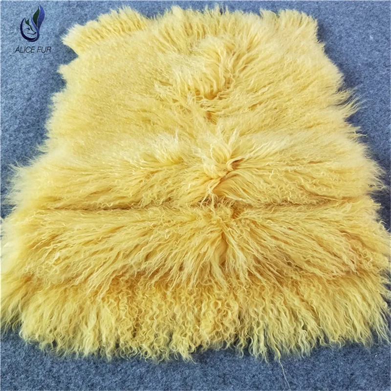 Wholesale Tibetan sheep fur rug Long Hair natural Mongolian Lamb Curly Sheep Fur Plate