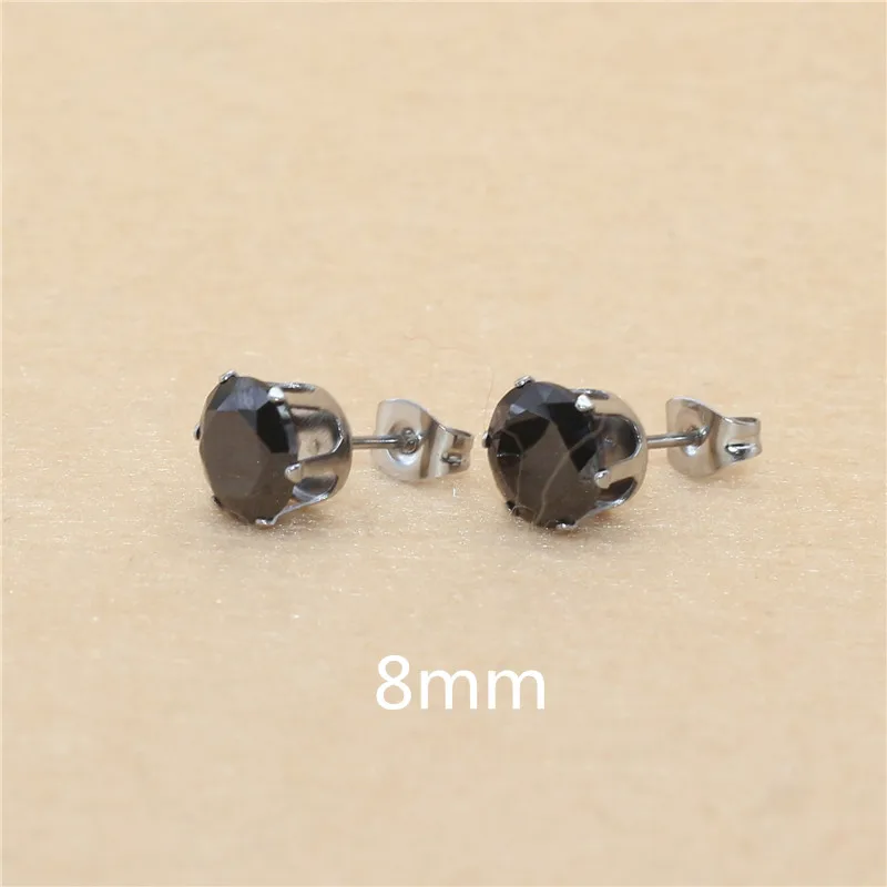 Edelstahl mit AAA-runden, schwarzen Zirkonia-Steinen, Ohrringe für Damen und Herren, vergoldet, hypoallergen, hochwertiger Schmuck. – Detail 22