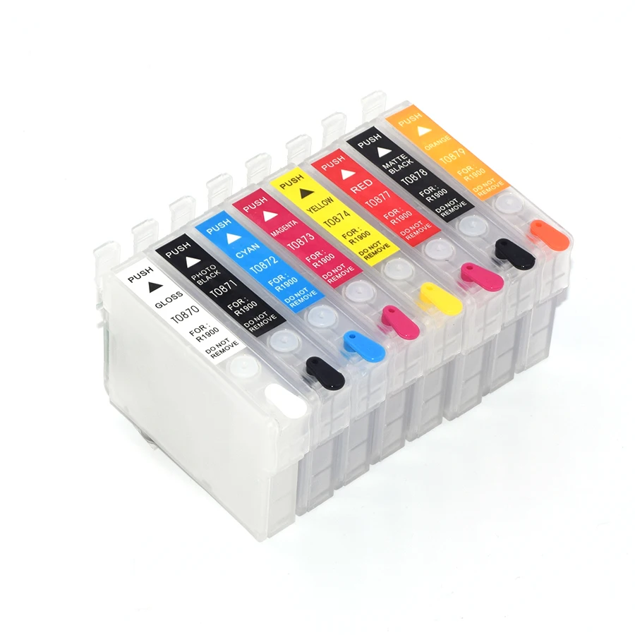 T0870-T0879 Refillable Ink Cartridge With Auto Reset Chi For Epson Stylus Photo R1900 1900