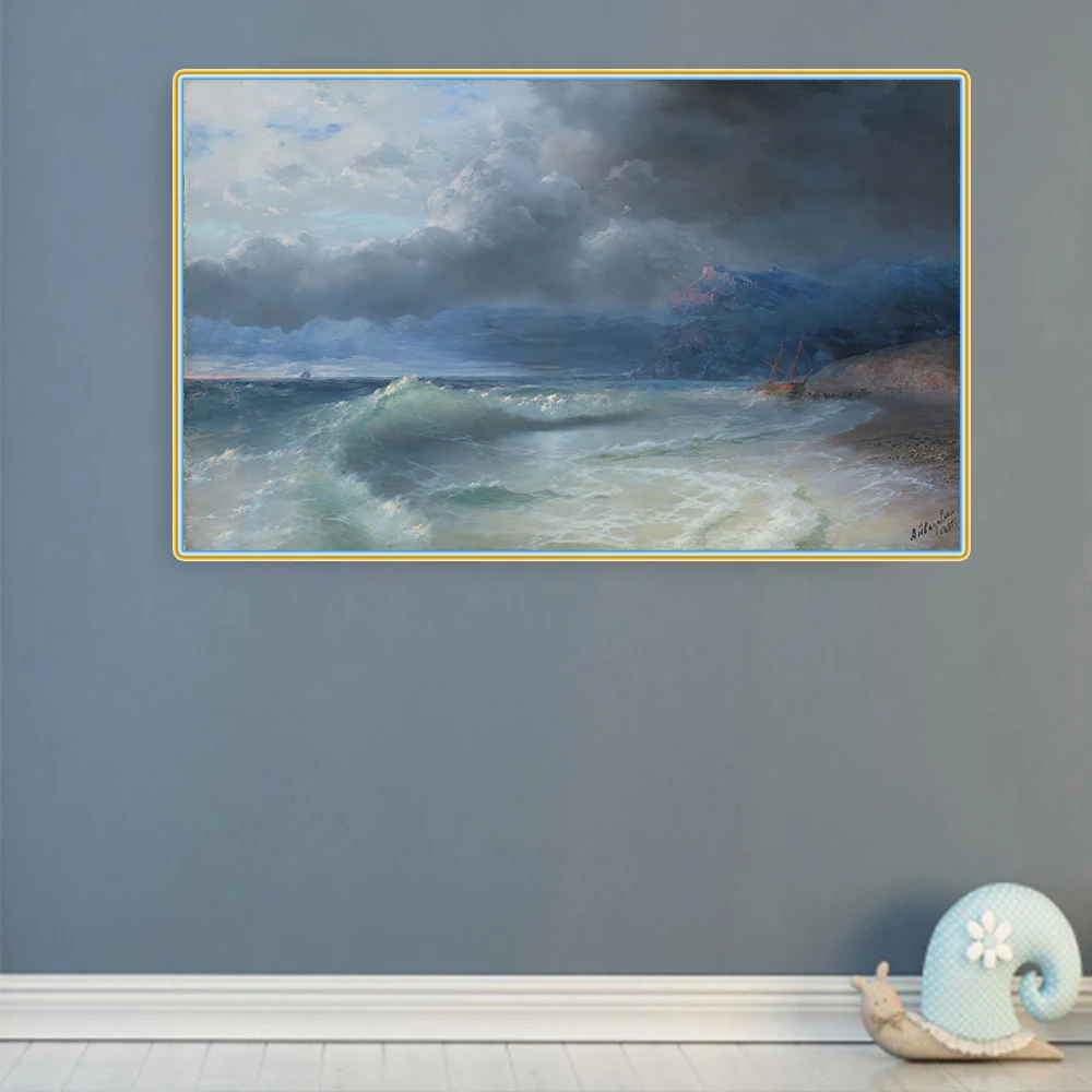 Citon Ivan Aivazovsky《Shipwreck on a Stormy Morning》Canvas Oil Painting Artwork Poster Picture Modern Wall Decor Home Decoration