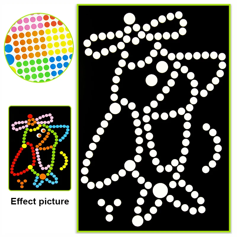 Children DIY Dot Puzzle Stickers Colorful Dots Cute Cartoon Learning Early Education Toys Mosaic Sticker for Kids Children Gifts