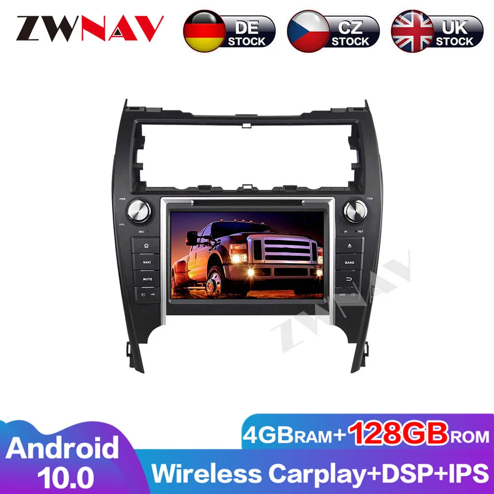 Car DVD Player 128G Android 10 Audio Navigation GPS For Toyota Camry 2012-2014 Carplay Auto Radio Head Unit Multimedia